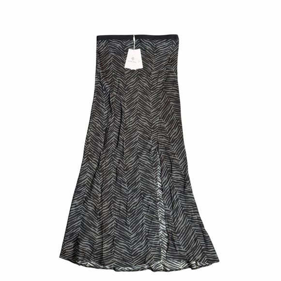 NEW Anine Bing Dolly Silk Midi Skirt Green Zebra Size Medium - Picture 6 of 10